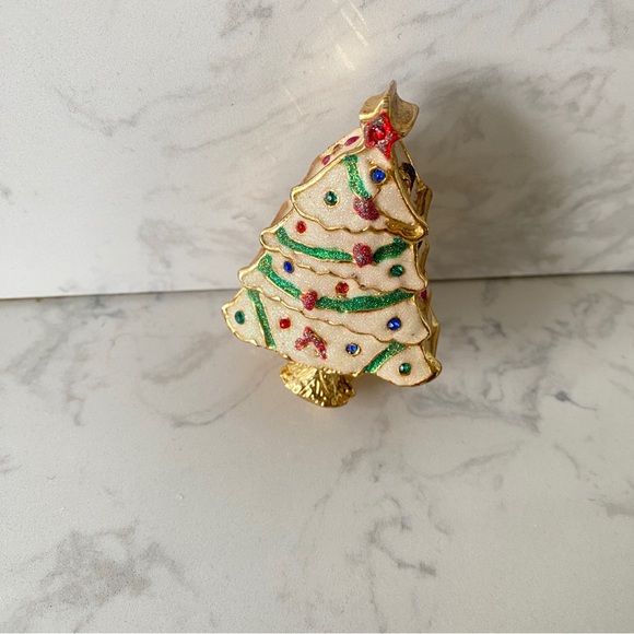 Enameled hinged miniature Christmas tree trinket box - Picture 8 of 10